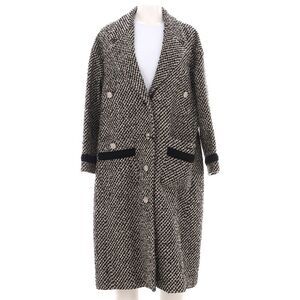 Gucci Women's Button Up Belted Long Coat Tweed Black, White